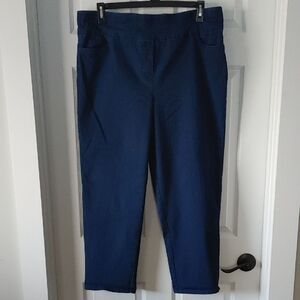 Alfred Dunner Super Stretch Women's Sz 18P Denim Straight Leg Pull On Pants EUC